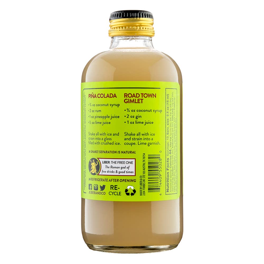 Liber Toasted Coconut Syrup, 280mL/9.5floz
