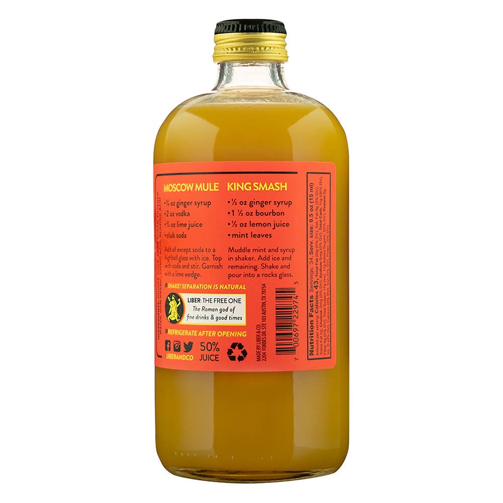 Liber Fiery Ginger Syrup, 280mL/9.5floz