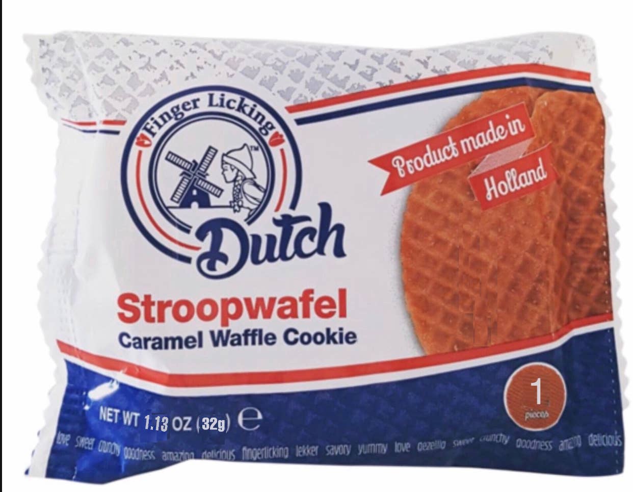 Finger Licking Dutch Stroopwafel (*EDWN), 60g/2.1oz
