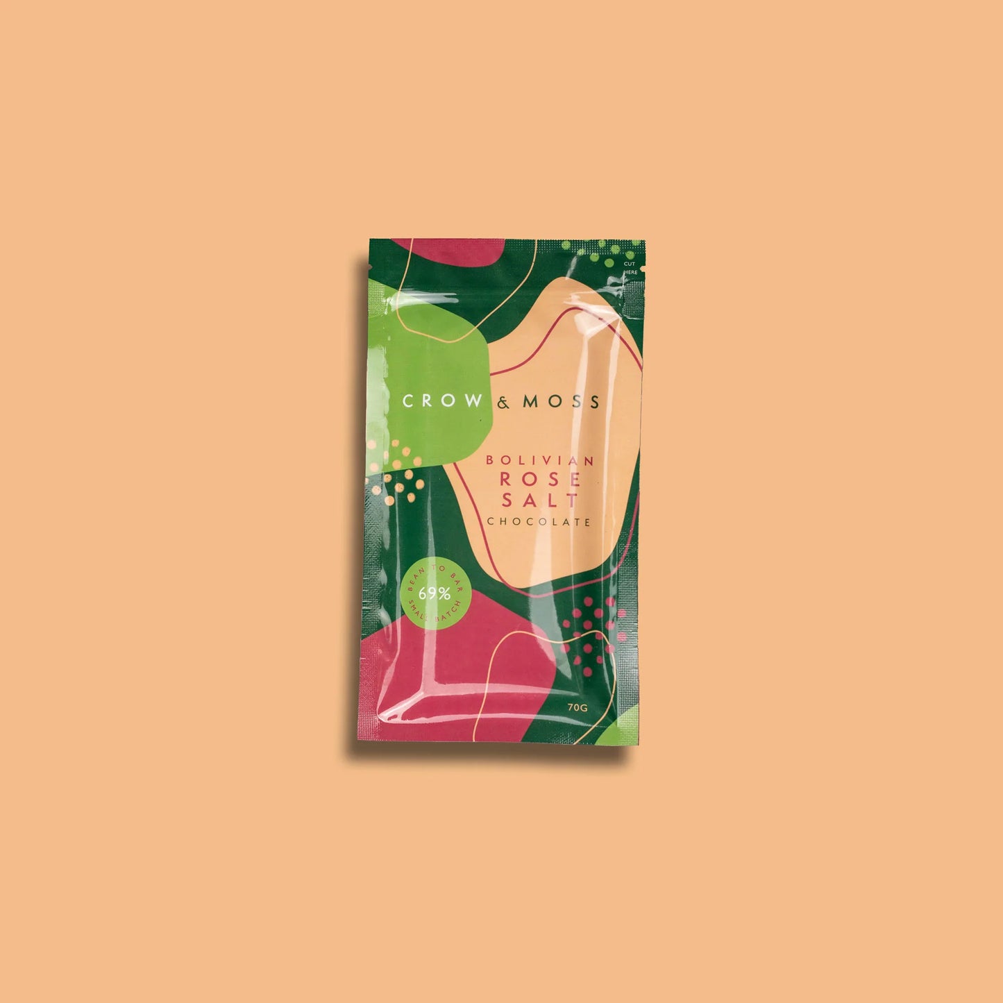 Crow & Moss Bolivia Rose Salt Chocolate Bar, 70g/2.5oz