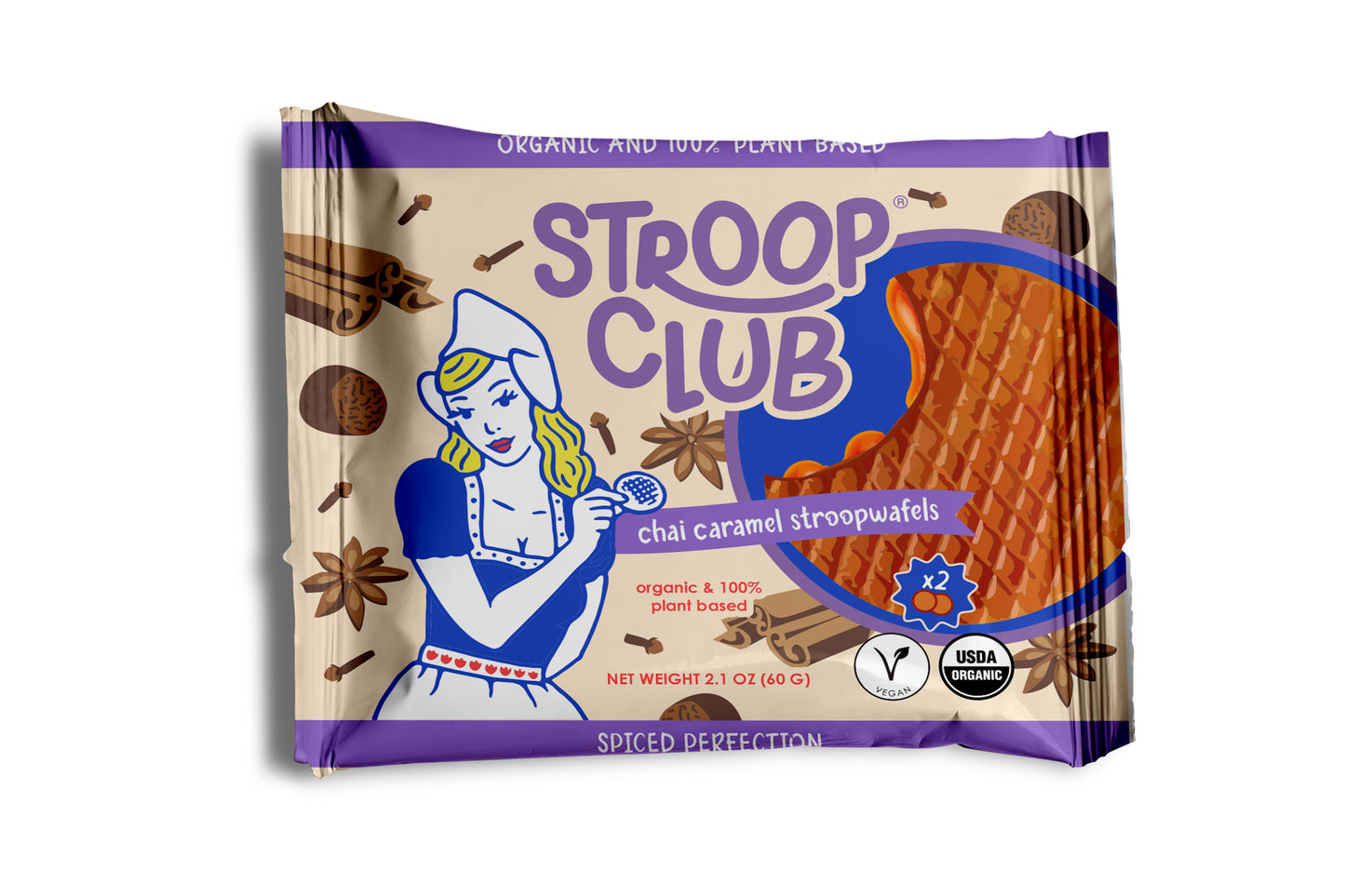 Stroop Club Chai Caramel Organic Vegan Stroopwafel 2-pack (*SWKNOV), 60g/2.1oz