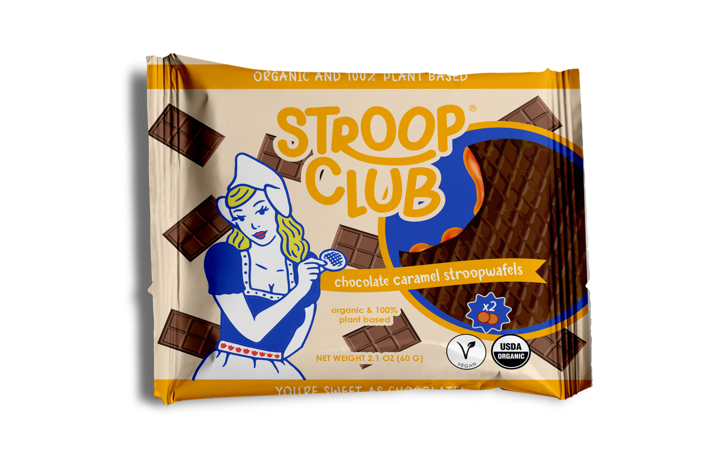 Stroop Club Vegan Chocolate Caramel Stroopwafel 2-pack (*SWFKNOV), 63g/2.1oz