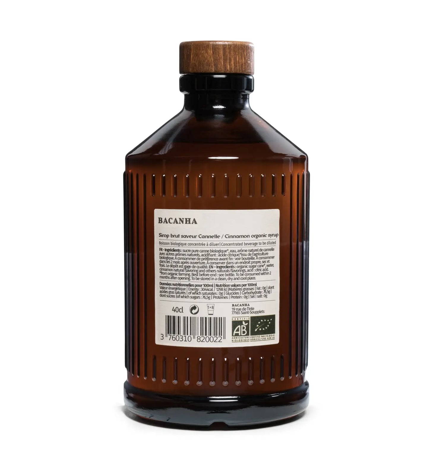 Bacanha Cannelle (Cinnamon) Syrup (*OV), 400mL/13.5floz