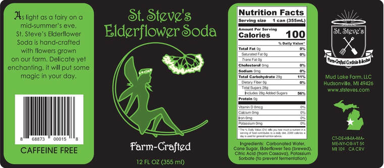 St. Steve's Elderflower Soda, 355mL/12oz Can