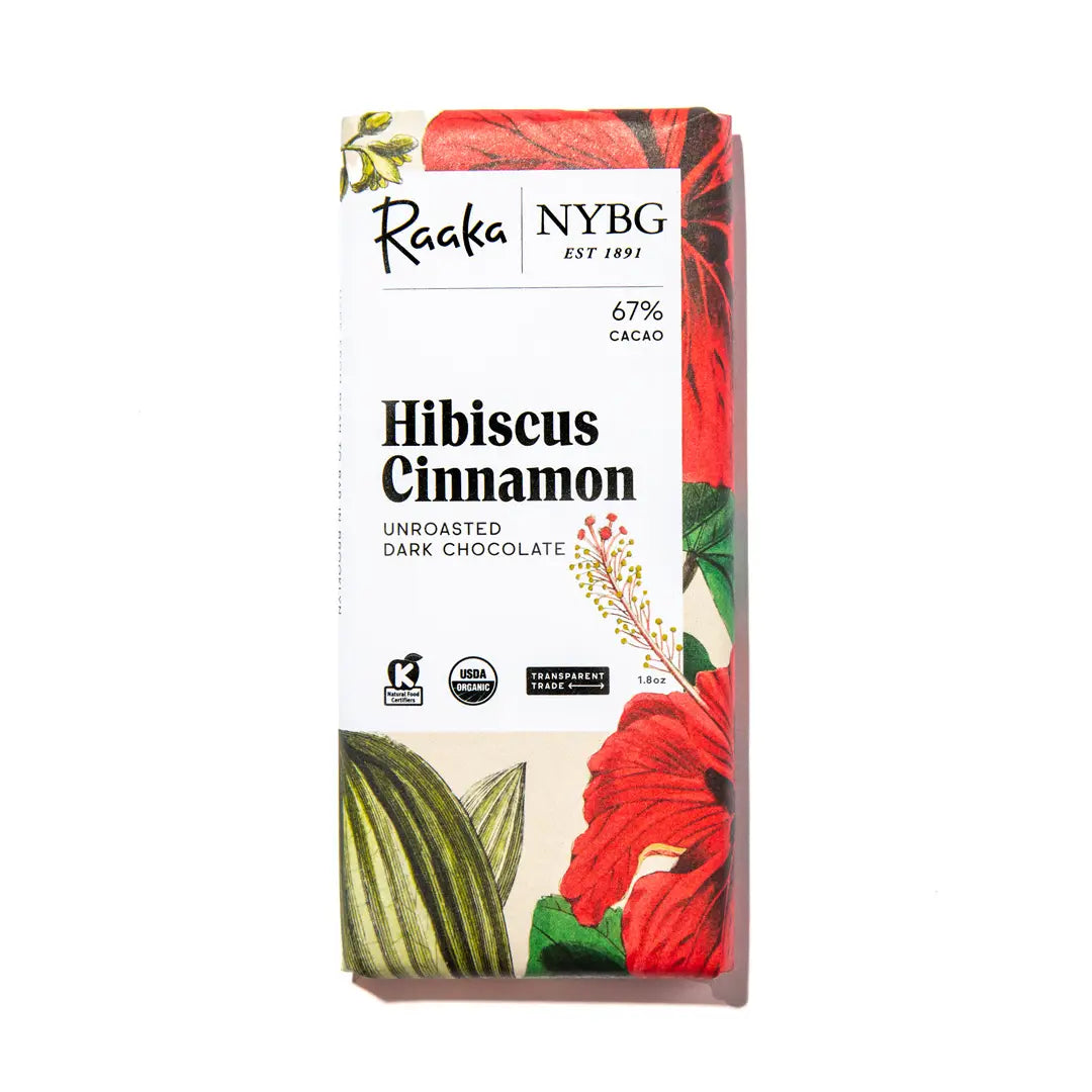 Raaka Unroasted Cacao Bars - Hibiscus Cinnamon (*KNOVG), 50g/1.8oz