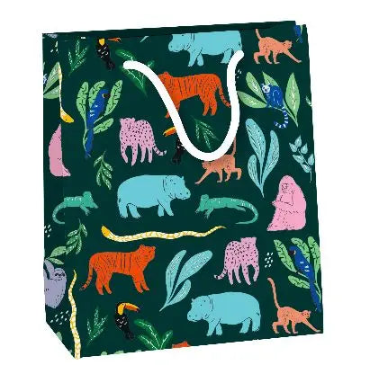 Gift Bag - 8 x 9.5 x 4 - Tropical Jungle Animals