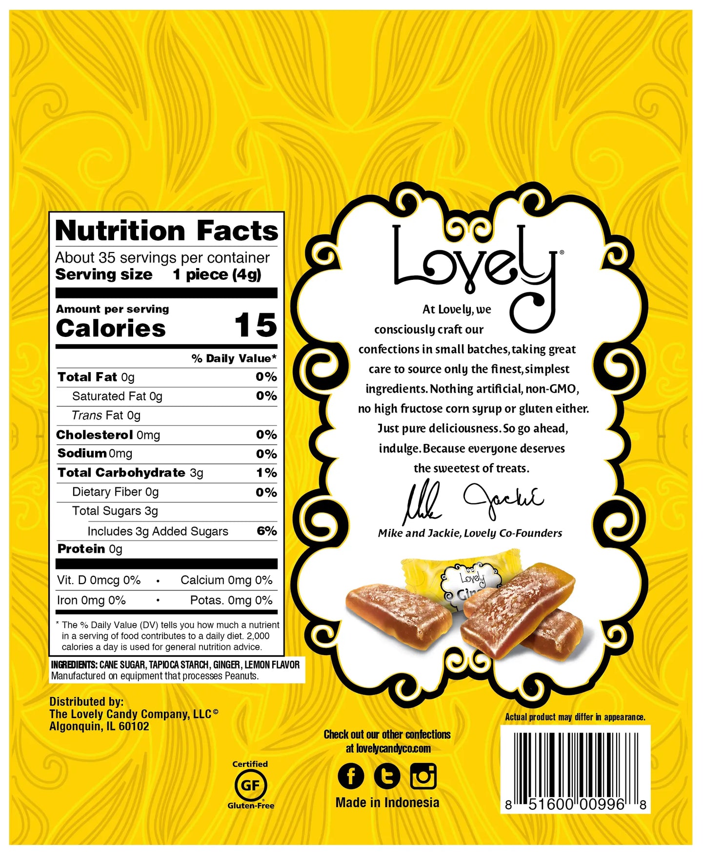 Lovely Lemon Ginger Chews (*GN), 142g/5oz