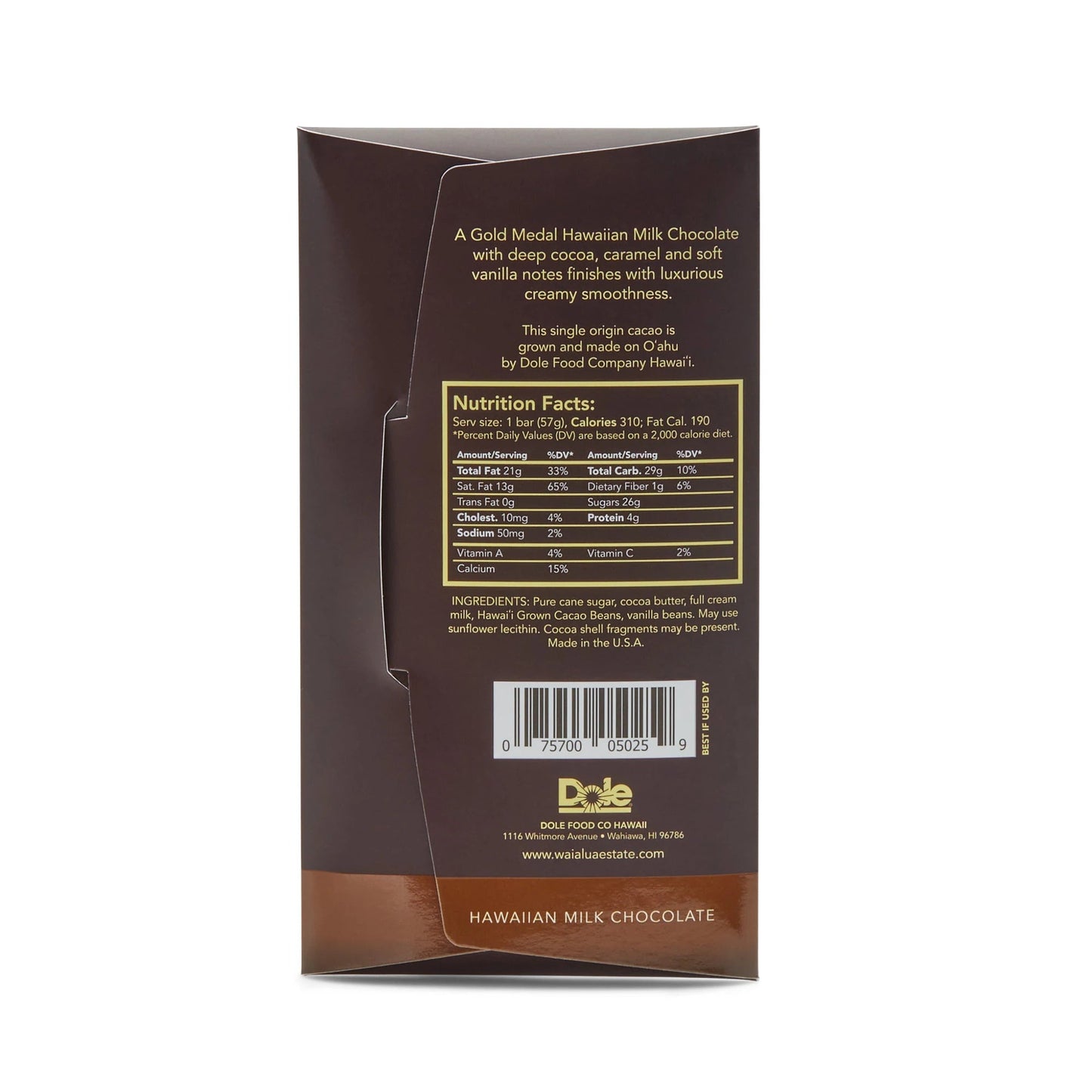 Waialua Estate Chocolate Bars, 57g/2oz