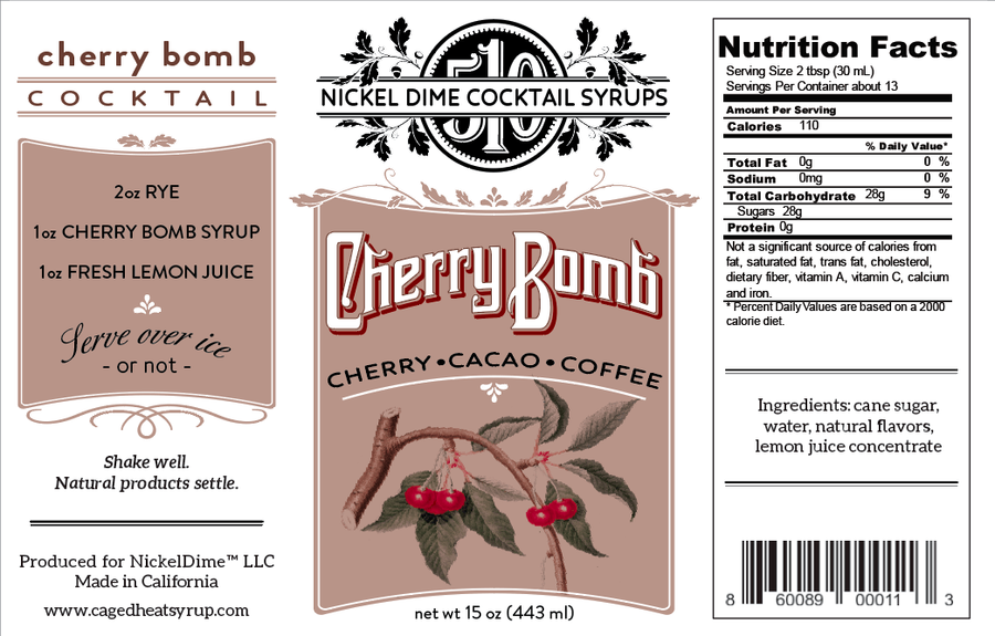 Nickel Dime Cherry Bomb Syrup, 473g/15oz