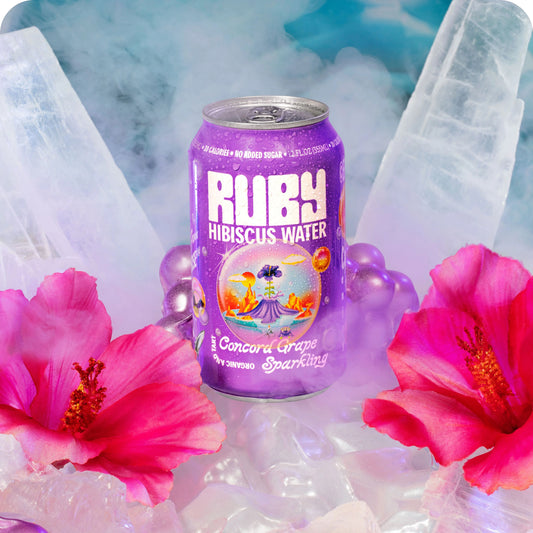 Ruby Hibiscus Water - Concord Grape Sparkling (*GKNOV), 355mL/12floz Can