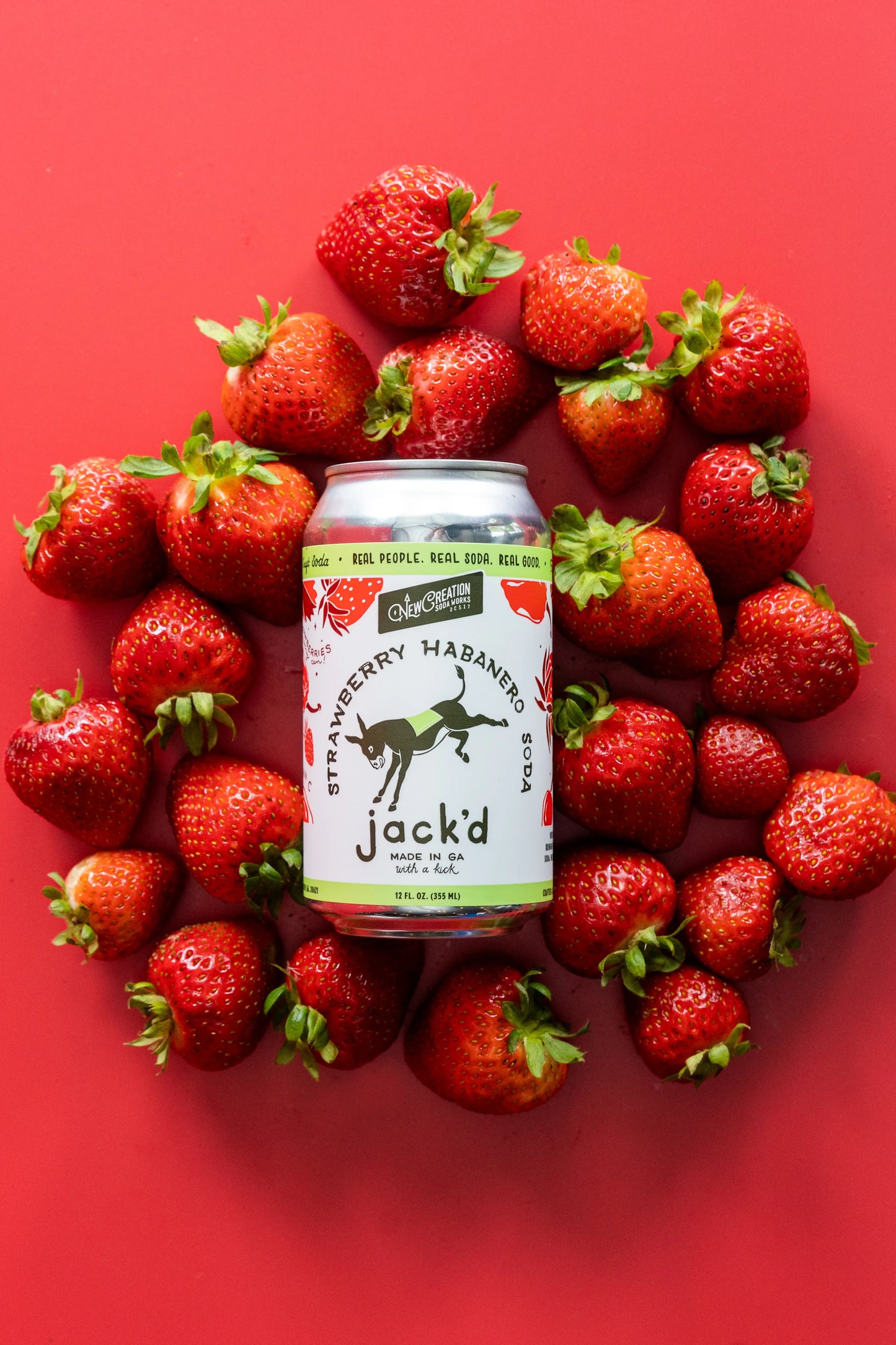New Creation Jack'd (strawberry habanero soda), 355mL/12floz